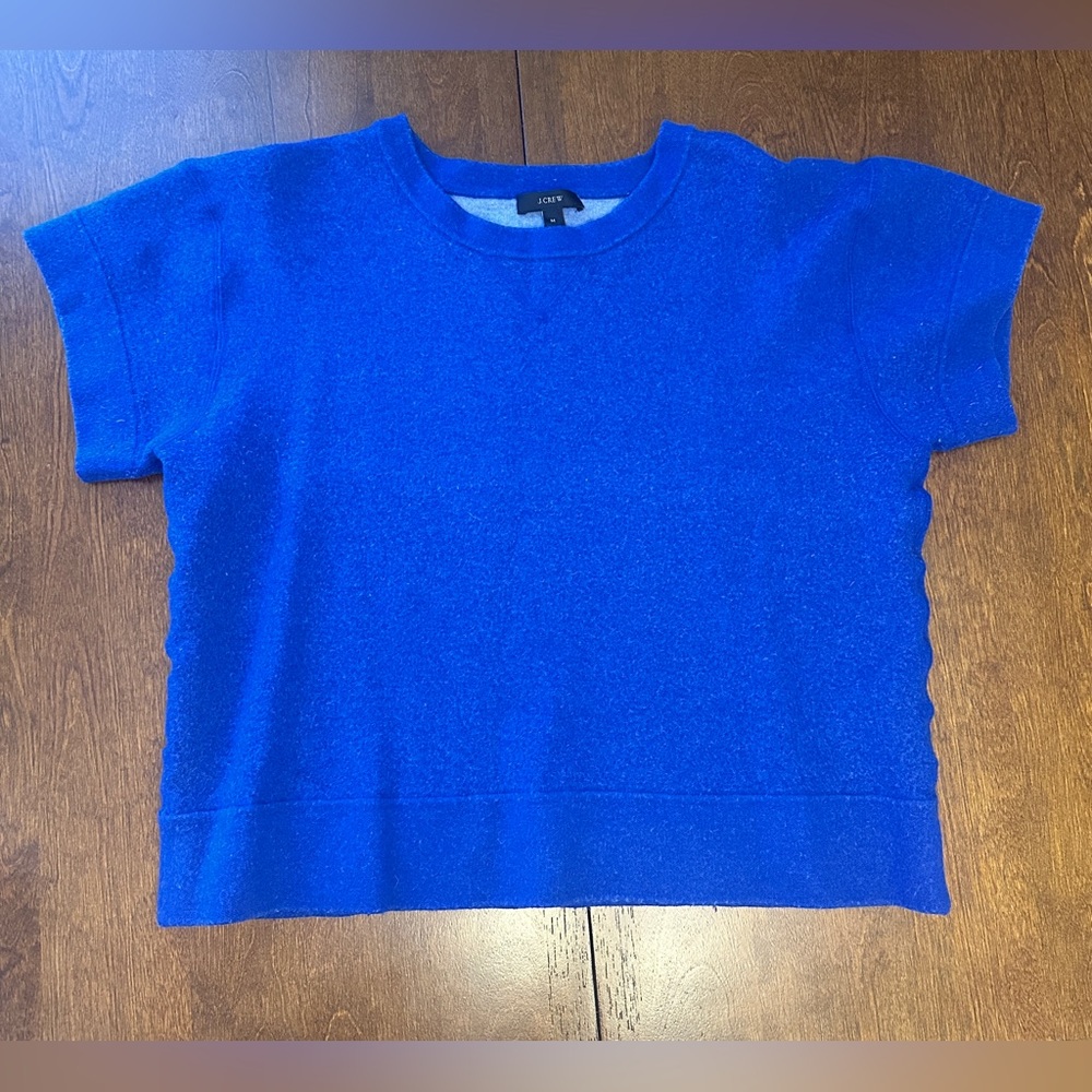 J. Crew Merino Wool Women's Royal Cobalt Blue Crew Neck Sweater Tee Shirt Top